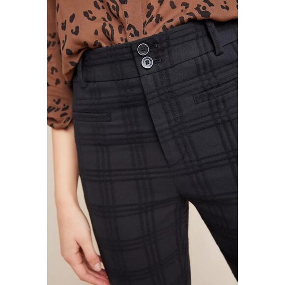 Anthropologie The Essential Slim Jacquard Black Chino Size 4 - Picture 4 of 9